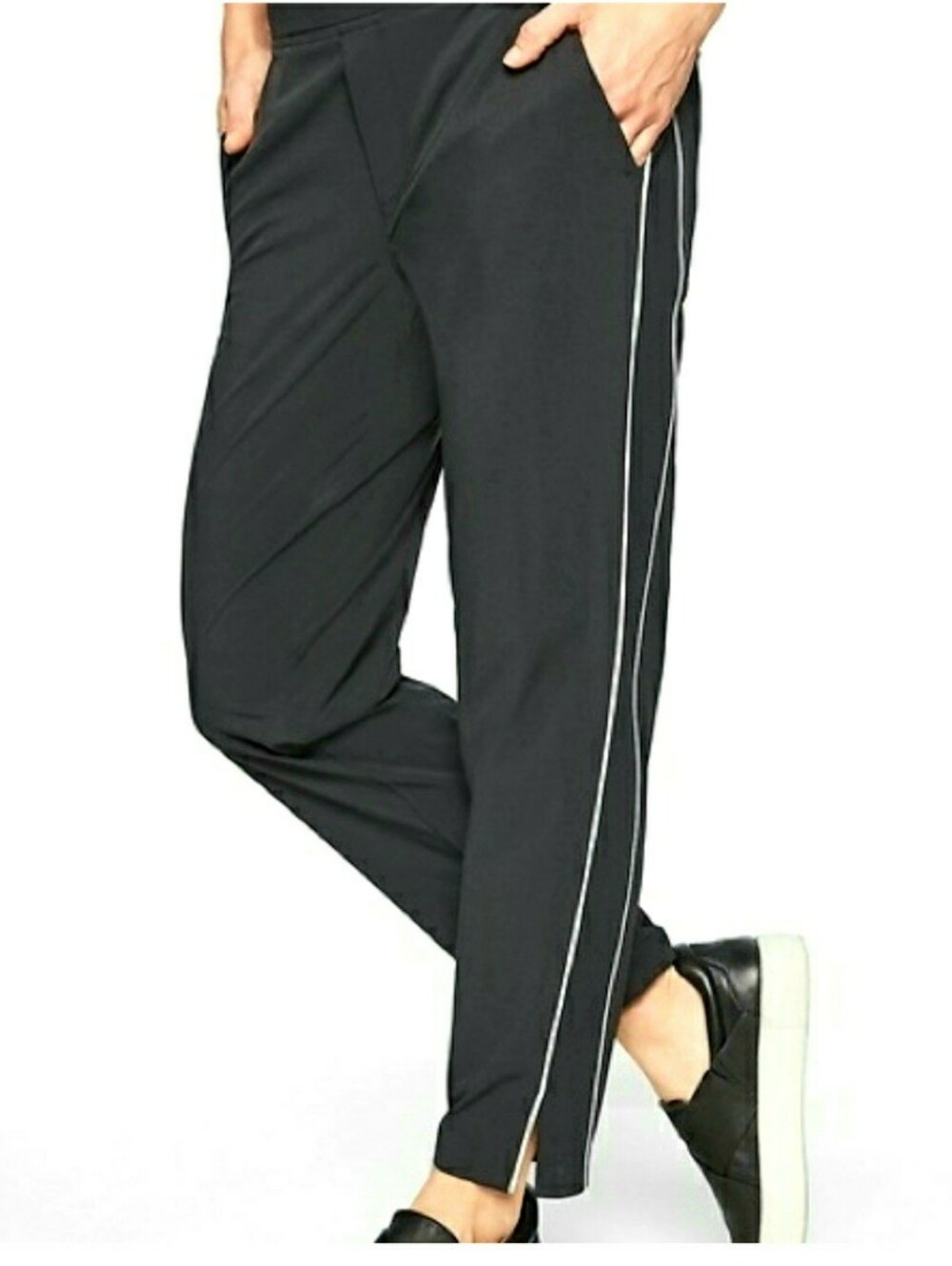 Athleta Brooklyn Pants with White Side Stripe - Size: 8